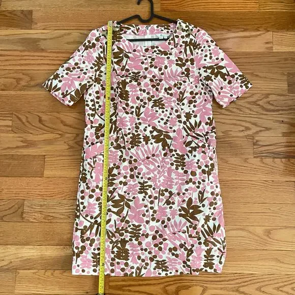 Boden Iona Button Detail Dress Womens 8R Pink Brown Shadow Bloom Casual Floral - Picture 10 of 10